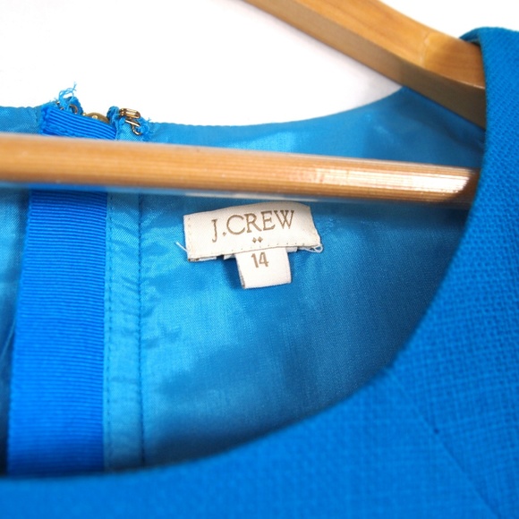 J.Crew Factory Textured Cotton Prussian Blue Dress - Picture 4 of 6